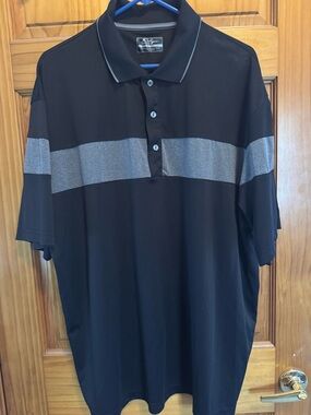 Ben Hogan Performance Men's Black Polo with Gray Chest Stripe